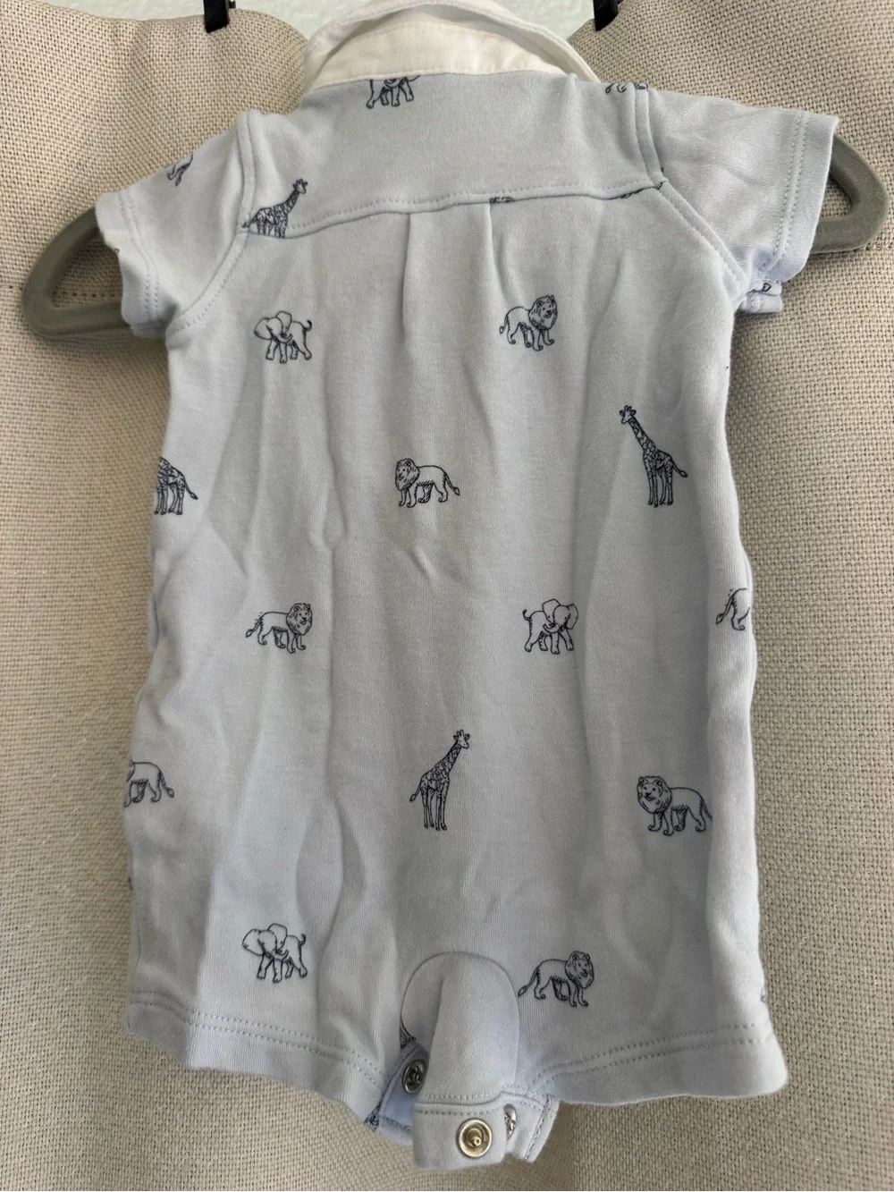 Janie and Jack Light Blue Safari Print Collared One-Piece